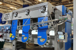 Blue and silver Industrial laundry equipment